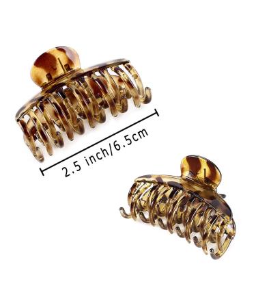 DEEKA 3 PCS 2.5 Inch Tortoise Shell Hair Claw Clips - Double Row Teeth Hair Jaw Clips for Women - Black/Brown/Leopard - Pack of 3 - Buy Online on GoSupps.com