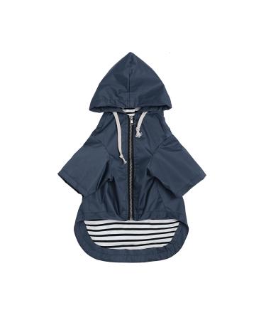 Minezi hundred coat with reflective buttons and zippers wind and rainlow adjustable cord removable hood- blue-m m (breast size: 49-58cm) blue