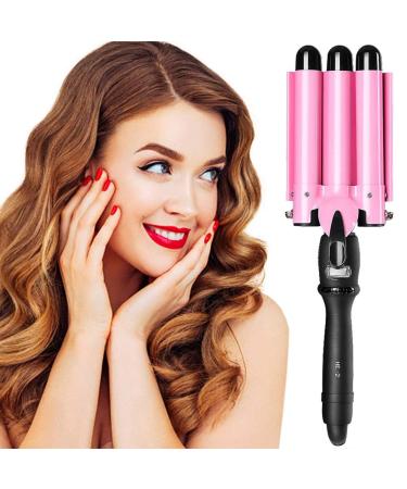 Hair Curling Iron Curling Wands Hair Curler Tourmaline Ceramic Hair Crimper Long Hair 3 Barrel Waver Instant Heat Hot Curler Deep Waver for Home/Travel/Salon Curlers with Temperature Control