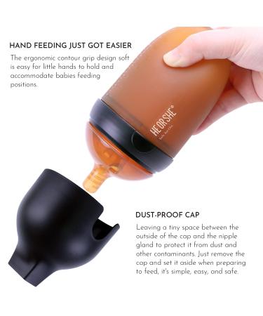 HEORSHE Silicone Anti Colic Baby Bottle 5oz - BPA-Free, Medium Flow, Easy to Clean - Black Ounce Bottle with Dust Cover for Newborns - Buy Online on GoSupps.com