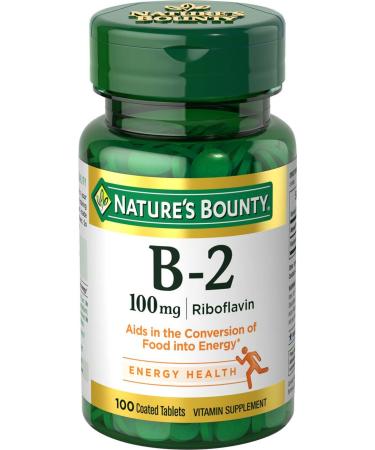 Nature's Bounty Vitamin B-2 100 mg, 100 Coated Tablets (Pack of 2) 100 Count (Pack of 2)