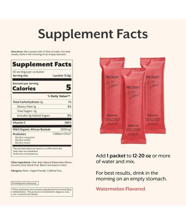 ProMix Nutrition Debloat Prebiotics and Probiotics Immune Support Supplement for Digestion Cortisol Health Gut Cleanse - Watermelon - 30 Servings (Pack of 30) Watermelon 0.17 Ounce (Pack of 30) - Buy Online on GoSupps.com