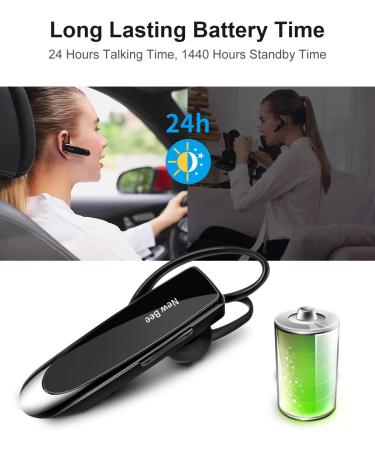 New bee Bluetooth Earpiece V5.0 Wireless Handsfree Headset with Microphone - 24 Hrs Driving & 60 Days Standby Time - for iPhone, Android, Samsung, Laptop, Trucker Driver - Black - Buy Online on GoSupps.com