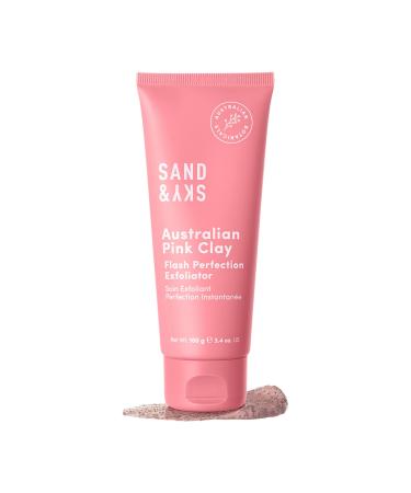 Sand & Sky Flash Perfection Exfoliating Treatment Face Scrub - Face cleanser Australian Pink Clay Moisturizing Facial Exfoliator For Face | With Rosehip  Grapeseed  Olive Oil (3.4 oz)