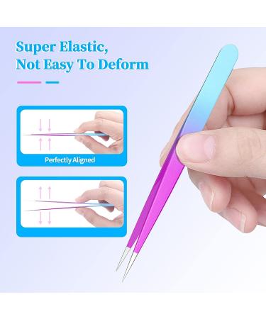 Precision Lash Tweezers Set for Women - Stainless Steel (2PCS) | Eyebrow, Eyelash, Blackhead, Facial Hair, Ingrown Hair Removal - Buy Online on GoSupps.com