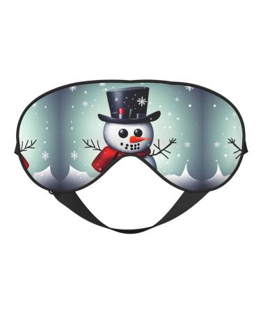 SSIMOO Christmas Snowman Print Double-Sided Eye Mask Soft and Light Blocking for Enhancing Sleep Quality Black