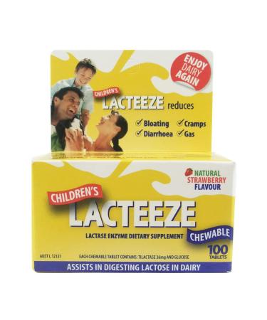 Lacteeze Childrens 100 chewable Tablets Strawberry by Gelda Scientific - Buy Online on GoSupps.com