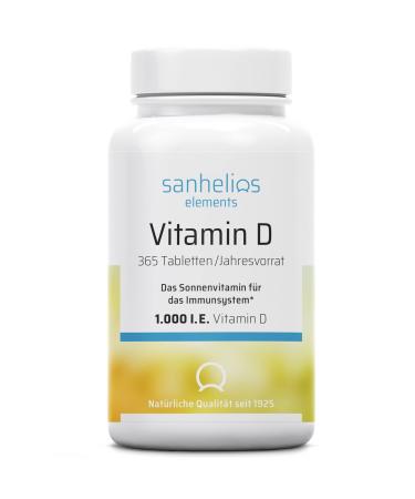 Sanhelios Sonnenvitamin D - 1000 I.E. Vitamin D3 - supports bones teeth muscles and immune system* - 365 microtable annual supply - only premium ingredients - made in Germany