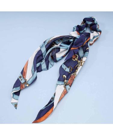 Yheakne Silk Hair Scarf Tie Chiffon Long Ponytail Holder Scrunchies Silk Long Tail Hair Band Vintage Bandana Hair Scrunchy for Women and Girls (Blue) - Buy Online on GoSupps.com