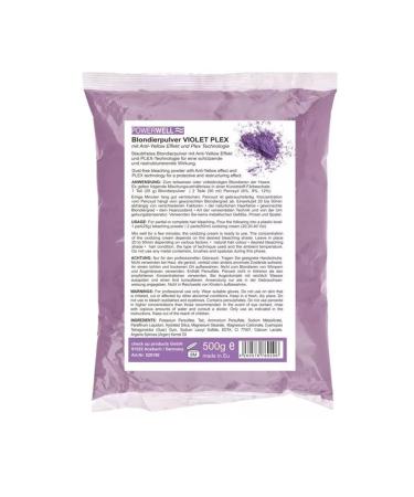 Poudre blonde violette plex 500 g dans un sachet avec effet anti-jaunissement et technologie Plex