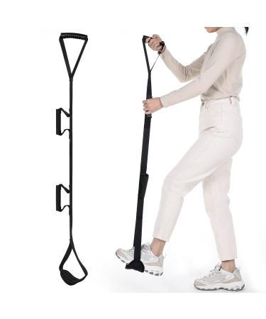 Multi-Loop Leg Lifter Strap 42 in Rigid Hand Strap Padded Foot Loop with 3 Hand Grips Aid Device for Recovering Getting in and Out of Bed, Couch, Car and Wheelchair - for Adults,Elderly Women and Men