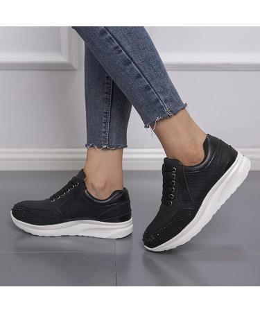 ZBYY Women's Non-Slip Breathable Hidden Sneakers, Size 10.5 - Black Walking Shoes for Gym Fitness - Buy Online on GoSupps.com