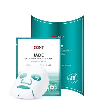 SNP Jade Soothing Ampoule Korean Face Mask Sheet | Cleanses & Purifies All Sensitive Skin Types | Calming Hydrating and Moisturizing Facial Skin | Korean Face Masks Skincare | 10 Sheets