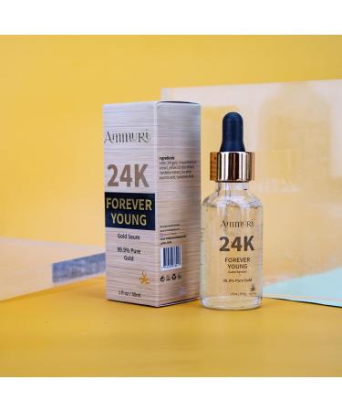 Ammuri Forever Young 24K Gold Serum antiaging antiwrinkles collagen hydrating skin care serum fights pigmentation uneven skin tone and dark circles 30 ml - Buy Online on GoSupps.com