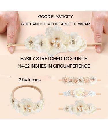 Shop SJBAUTYO 3pcs Baby Girls Nylon Headbands - Cute Flower Elastic Hair Bows - Perfect Hair Accessories for Newborns & Toddlers - Buy Online on GoSupps.com