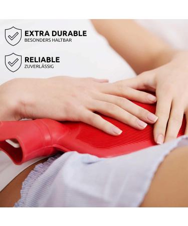 Snoozy XXL Hot Water Bottle with Soft Cozy Cover - 2 Liter Natural Rubber for Long-Lasting Heat - Buy Online on GoSupps.com