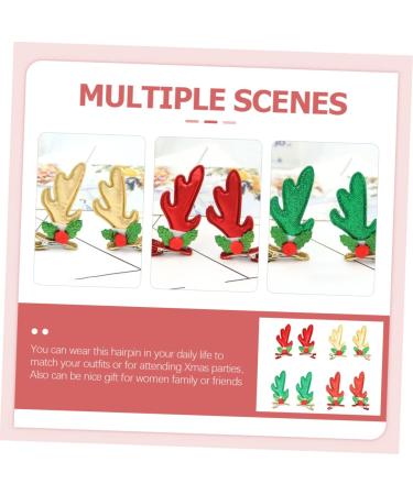FOMIYES 8 Pairs Hair Jewels for Women Hair Claw Clips for Women Christmas Party Girls Barrettes Hair Barrettes Decor Antler Hair Barrette Child Gold Powder Cloth Antlers Hairpin - Buy Online on GoSupps.com