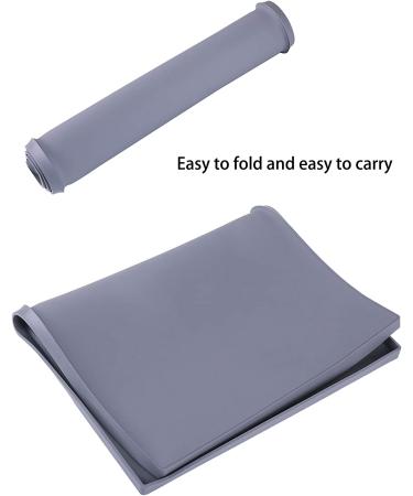 Hubulk Dog Feeding Mat - Silicone Pet Food/Water Bowl Placemat - Spill Proof, Non-Slip, Waterproof Tray - 19x12x0.5 Grey - Buy Online on GoSupps.com