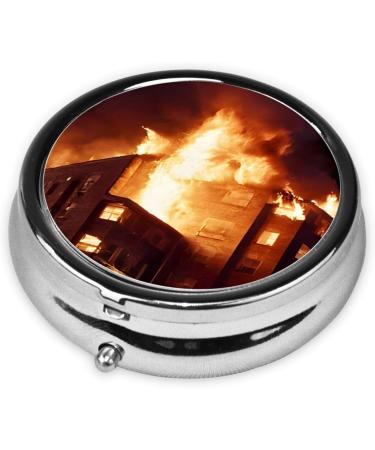 Volcano Printed Mini Round Pill Box - 3 Compartment Travel Organizer | Portable Pill Case for Home & Office - Buy Online on GoSupps.com