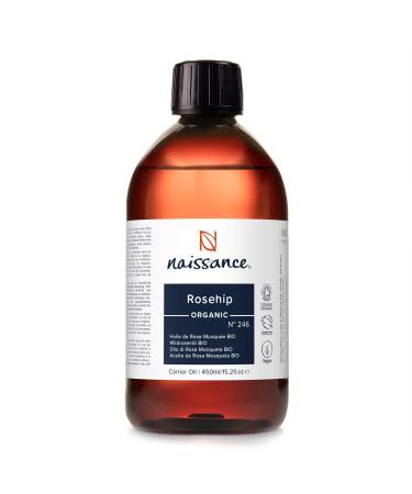 Naissance Organic Rosehip Seed Oil (No. 246) - 450 ml - Natural Certified Organic Vegan Cold Pressed Hexane Free - Ideal For Skin Face Hair Body - Buy Online on GoSupps.com