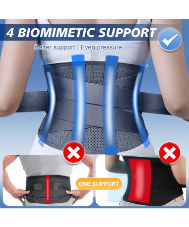 Bigalex Back Band for Men & Women - Lumbar Support Belt for Lower Back Pain Relief Easy Attachment Metal Struts - Size M (73.7 - 88.9 cm) - Gray - Buy Online on GoSupps.com