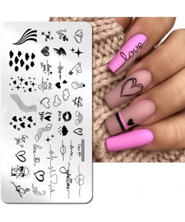 Nail Stamping Plate Set - Heart & Lines Theme for Perfect Manicure | International Shipping Available - Buy Online on GoSupps.com