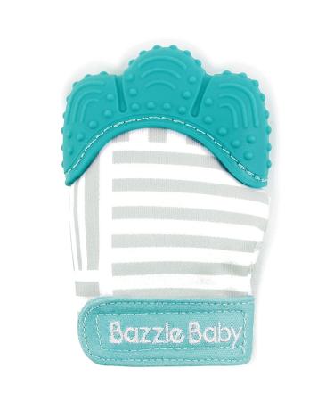 Bazzle Baby Teething Mitt - Silicone Teething Mittens  Teething Toys  Baby Teething Toys  Baby Teething Mitten  Teething Glove  Hand Teethers for Babies - Adjustable Strap (Geo Lines)