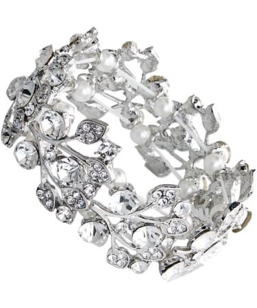 Gleavi Wedding Accessories: Strass & Pearl Bracelets | Diamond & Crystal Bangle for Women | Open Tennis Bracelet - 2pcs Silver - Buy Online on GoSupps.com