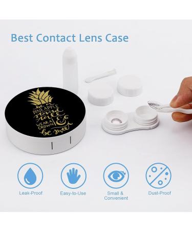 Be A Pineapple Gold Round Case For Contact Lens Kit Storage Box with Mirror Printed - Buy Online on GoSupps.com