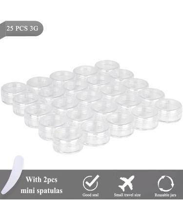 25PCS 3ml Empty Sample Jars with Mini Spatulas - Clear Lid Cosmetic Containers for Makeup, Oils, Lotions, Powders, Paint, Jewelry, Lip Balms - Buy Online on GoSupps.com
