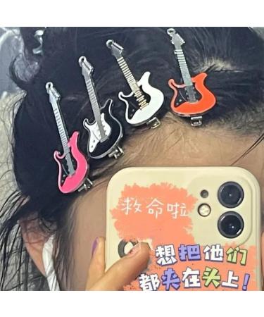 ZHOUMEIWENSP Retro Guitar Hairpin Set - 2PCS Metal Hair Clips for Punk Style Hairdos (White) - Buy Online on GoSupps.com