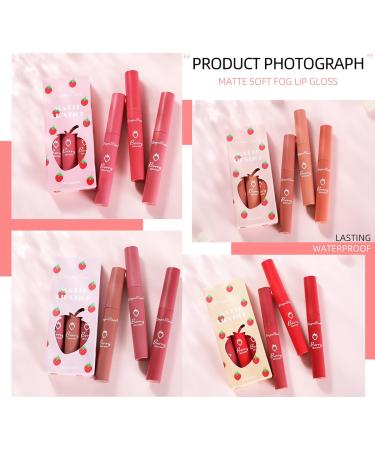 3Pcs Nude Matte Lipstick Set - Velvet Smooth Crayon Lip Stain & Long-Lasting Nourishing Lip Tint - Non-Stick Cup Lip Gloss for Women Makeup (Set D - Buy Online on GoSupps.com