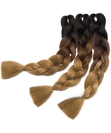 Jumbo Braiding Hair Extensions Colorful Synthetic Hair for DIY Crochet Box Braids Ombre 1Pc 24inch Black to Auburn to Blonde - Buy Online on GoSupps.com