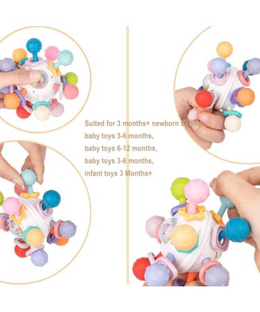 Soft Silicone Teething Ball Toys | Sensory Teether Balls for Baby Boys & Girls 0-18 Months | Colorful Grasping Activities and Rattle | Perfect Baby Gift - Buy Online on GoSupps.com