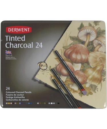 Derwent Tinted Charcoal Pencils 24 Count Metal Tin - 4mm Core - Pack of 24 - Buy Online on GoSupps.com