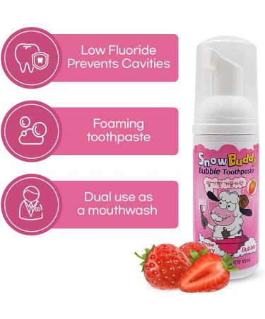 Kids Strawberry Foam Toothpaste - Low-Fluoride Anti-Cavity Formula for U-Shape Toothbrush, 45ml - Buy Online on GoSupps.com
