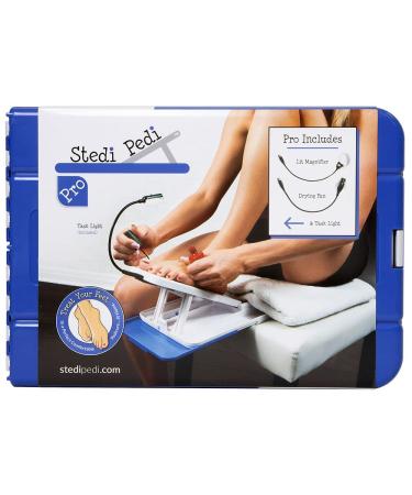 Stedi Pedi Pro - Professional Home Pedicure Kit - Pro Includes Lit Magnifier  Drying Fan  and Task Light - Paint Nails with Ease Using Pedi Assistant Tool - DIY for Women of All Ages
