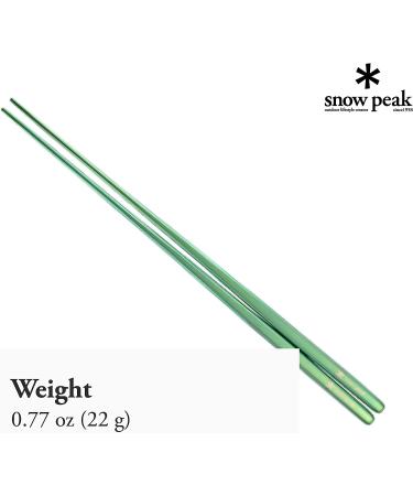 Snow Peak Anodized Titanium Chopsticks - Sleek and Durable 7.9 x 0.2 in Utensils - Green - Buy Online on GoSupps.com