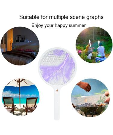 Summer Battery Power Electric Fly Swatter Electric Pest Repeller Bug Zapper Racket Wireless Long Handle Mosquito Killer for Room White - Buy Online on GoSupps.com