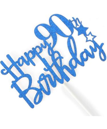 Tenhaisi Gilttery Navy Blue Happy 90th Birthday Cake Topper 90 Cake Topper for Women or Men Cheers and Beers 90 Years Loved Party Sign 90 Fabulous Birthday Party Supplies - Buy Online on GoSupps.com