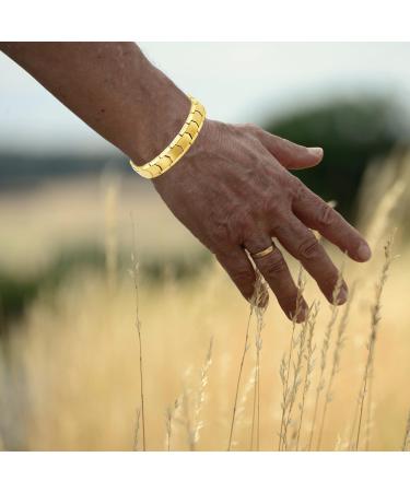 Pure Titanium Men's Magnetic Bracelet w/ Double Powerful Magnets - Gold Finish - Buy Online on GoSupps.com