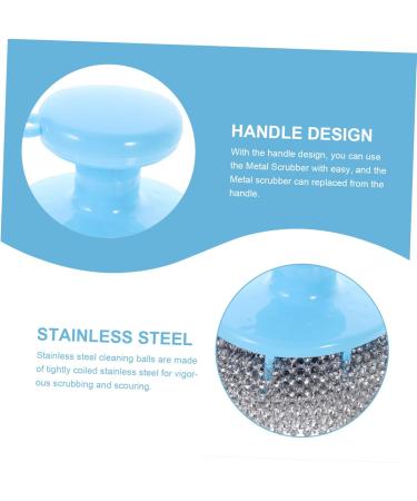 Solustre Metal Wire Brush Scrubber with Handle | Best Steel Wool Cleaner for Dishes Grills & Household Appliances - International Shipping Available - Buy Online on GoSupps.com