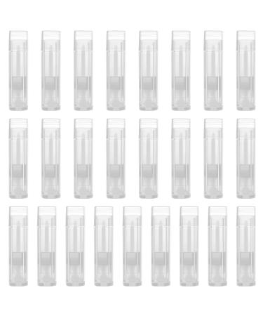 25 Pieces 5ml Clear Empty Plastic Container Lip Balm Containers Lipstick Tubes Plastic Refill Lip Balm Tube with Cap