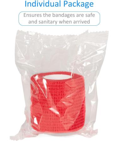 Buy Legal Self-Adhesive Bandage 5cm x 4.5m - 6 Rolls Cohesive First Aid Wrap for Dogs & Sports - Red Elastic Binding - Buy Online on GoSupps.com