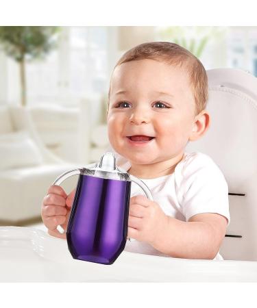 Stainless Steel Sippy Cup 10 oz | BPA Free, Double Wall Insulated | Toddler Straw Cup with Handles & Silicone Lid | Non-Spill, Purple - Buy Online on GoSupps.com