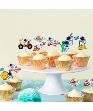 Daimay 32PCS Outer Space Cupcake Toppers Spaceship Themed Party Cake Decorations Supplies Rocket Astronaut Cupcake Decoration for Birthday Space Theme Party - Buy Online on GoSupps.com