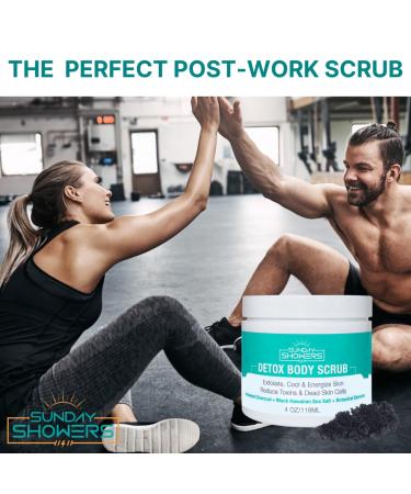 Detox Exfoliating Body Scrub - Revitalize & Energize with Black Hawaiian Sea Salt Activated Charcoal & Coconut Oil | Sunday Showers International Shipping - Buy Online on GoSupps.com