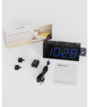 Mesqool Digital Projection Alarm Clocks for Bedrooms Large LED Display 180° Rotatable Projector 5 Level Dimmer USB - Blue Digits & Blue Projection - Buy Online on GoSupps.com