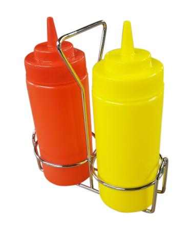 Ketchup and Mustard Squeeze Bottle Set with Caddy 16oz
