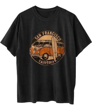 Vintage Graphic Tee Black Medium | Women's Summer Short Sleeve Crewneck Oversized T-shirt - Buy Online on GoSupps.com